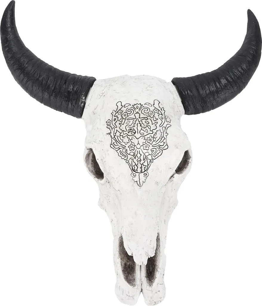 Decorazione da parete Longhorn, lucidata, dipinta a mano, superficie resistente, decorazione con teschi di toro sullo sfondo