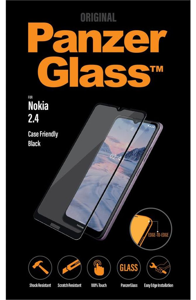 PanzerGlass Displayschutz Nokia 2.4, Nokia, Nokia - 2.4, Trockene Anwendung, Kratzresistent, Schockresistent, Transparent, 1 Stück(e)