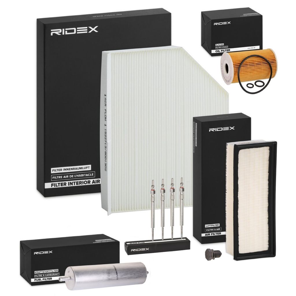 RIDEX Inspektionspaket Filterset für AUDI A4 Avant (8K5, B8) Q5 (8RB) A5 Sportback (8TA) A4 Limousine (8K2, B8) A5 Coupe (8T3)