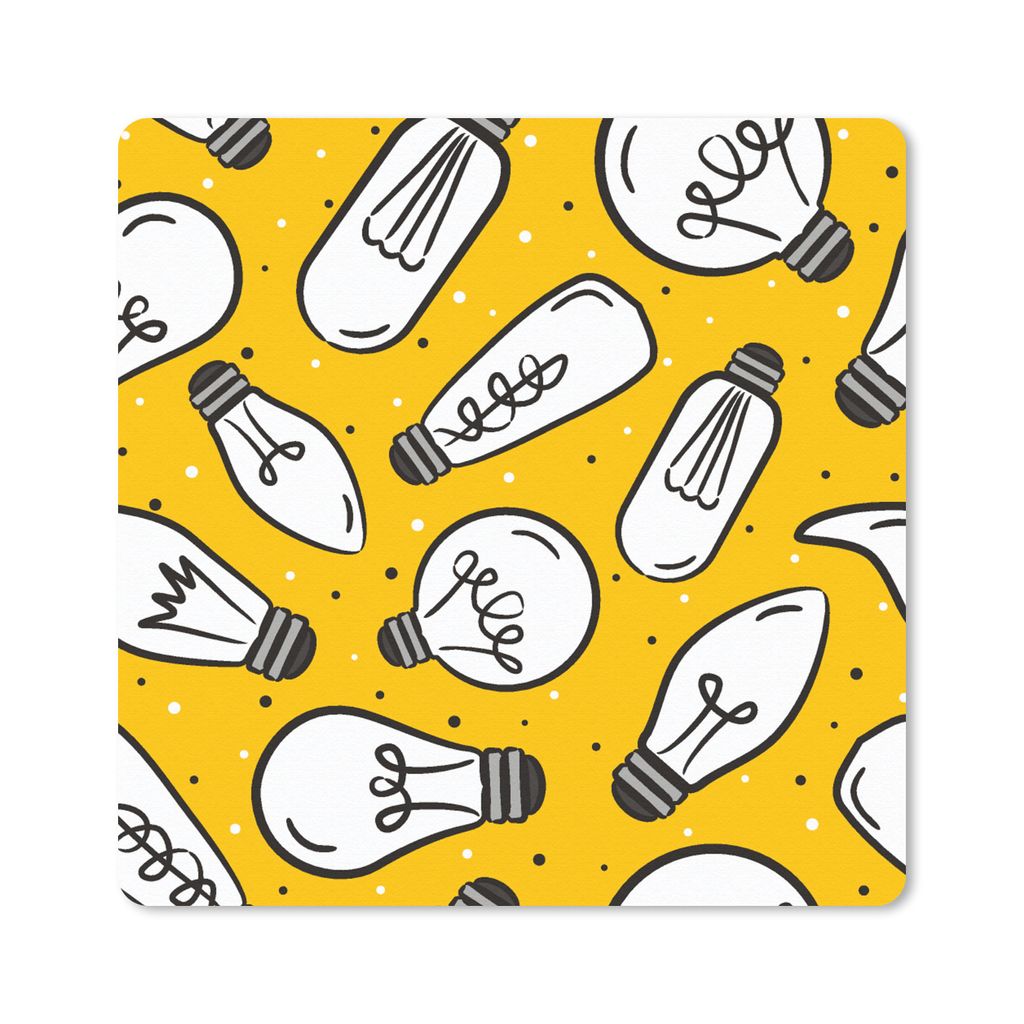 MuchoWow Mauspad Mousepad Cartoon - Lampen - Muster 20x20 cm - Mousepads - Maus Mat - Pad - Mausunterlage - Desk Mat - Bureauartikeln