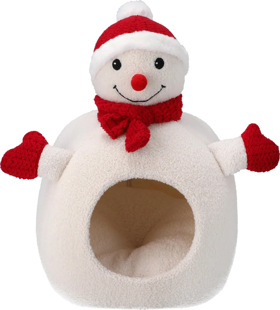Maison pour chat motif Bonhomme de Neige moelleuse et chaude JUMI 40cm