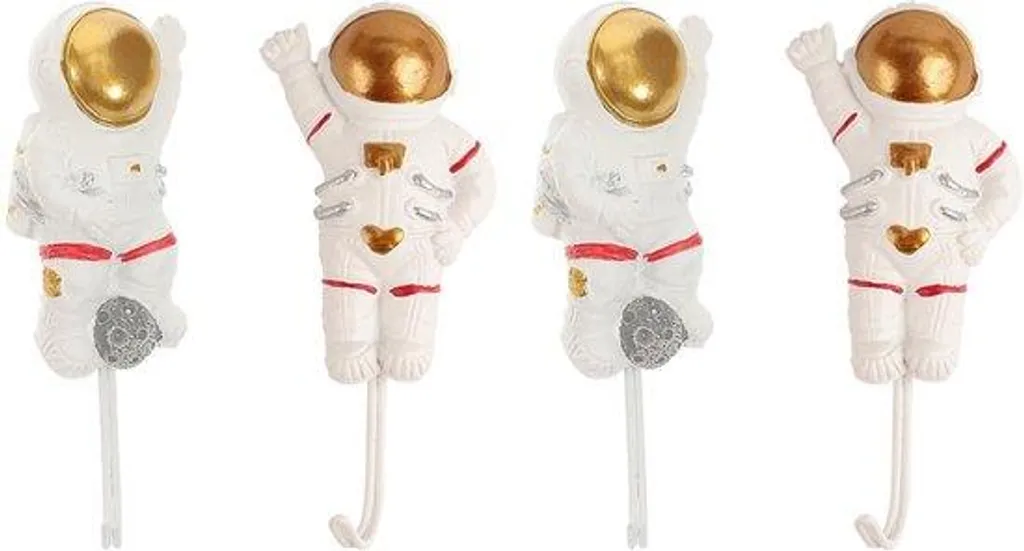 Décoration murale chambre enfant : Lot de 4 crochets Astronautes 3D