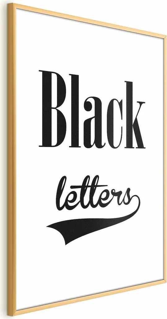 Quadro Moderno Lettere Nere 40x60 - Cornice Oro e Margine Bianco Elegante
