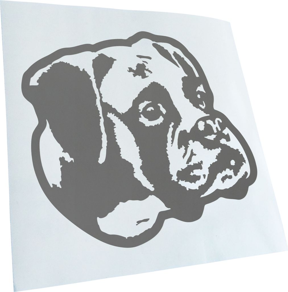 Kiwistar - Autoaufkleber - Boxer Hund - Grau - 30x27cm - Aufkleber für Auto, Laptop, Fahrrad, LKW, Motorrad mehrfarbig JDM Decal Racing