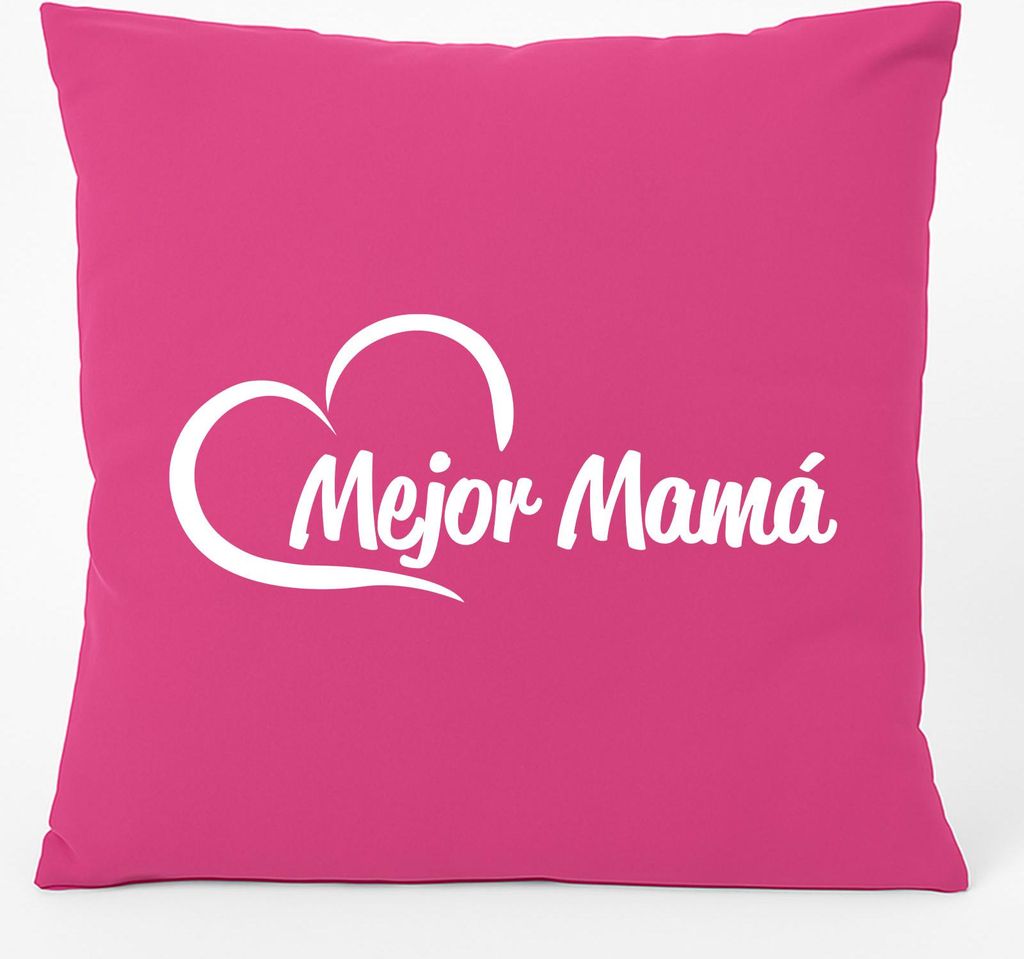 Huuraa Kissen Mejor Mamá Corazón 40x40cm mit Füllung Fuchsia Baumwolle Dekokissen Geschenkidee
