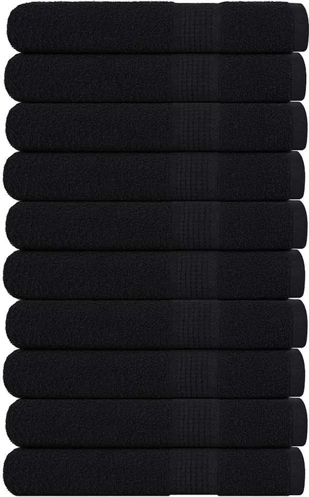 Set 10 Teli Bagno Sauna FROGN Nero 80x200 cm - Cotone OEKO-TEX 360g
