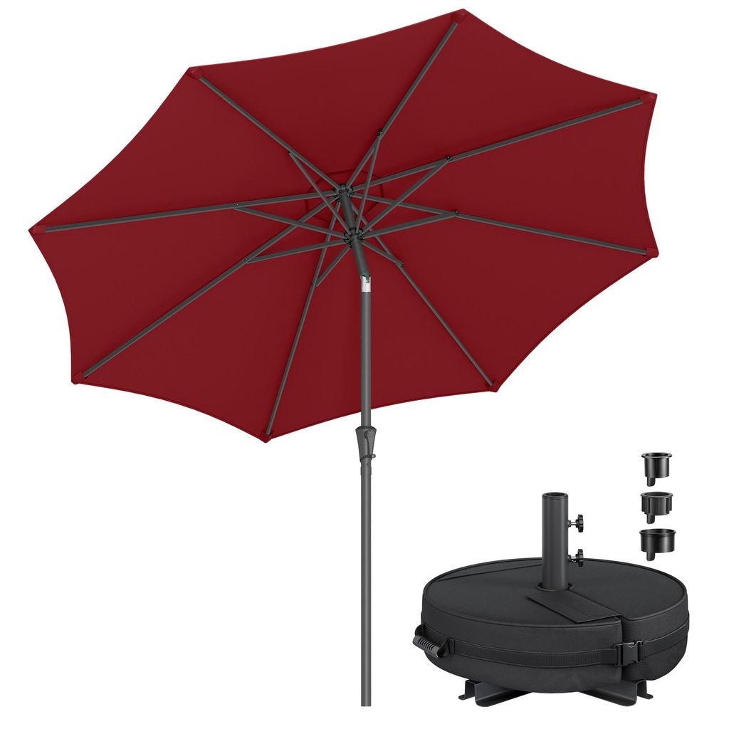 SONGMICS Terrassenschirm 300 cm, UV-Schutz UPF 50+, Sonnenschirm klappbar mit Kurbel, für Balkon, Pool, ohne Ständer, rot