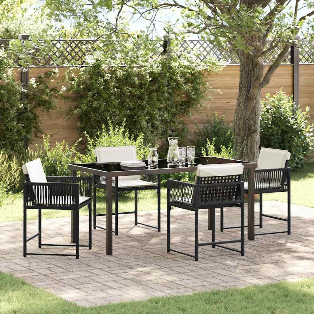 Maison Exclusive - Garten Essgruppe 5 pcs Schwarz Poly-Rattan