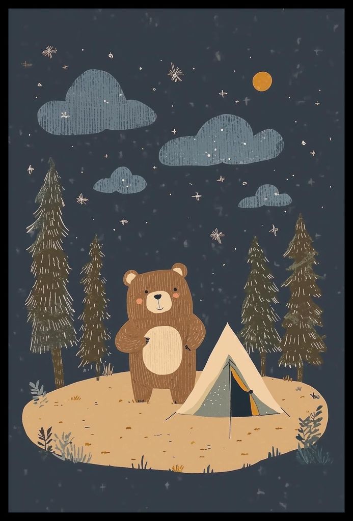 Poster 40x60cm Muster für Kinder, Mädchen und Jungen - Camping