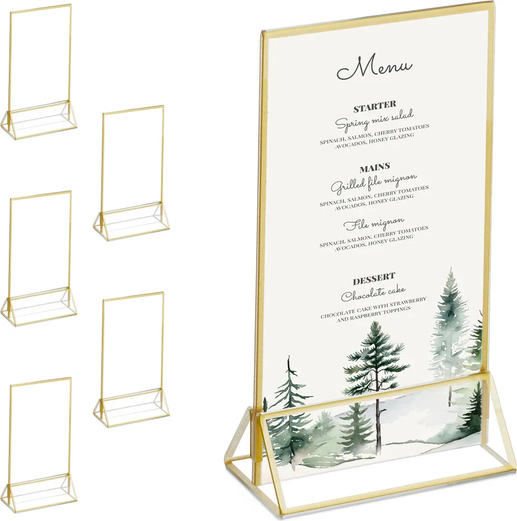 Relaxdays Espositori Prezzi A6 - Set 6 Supporti Plexiglass per Vetrine