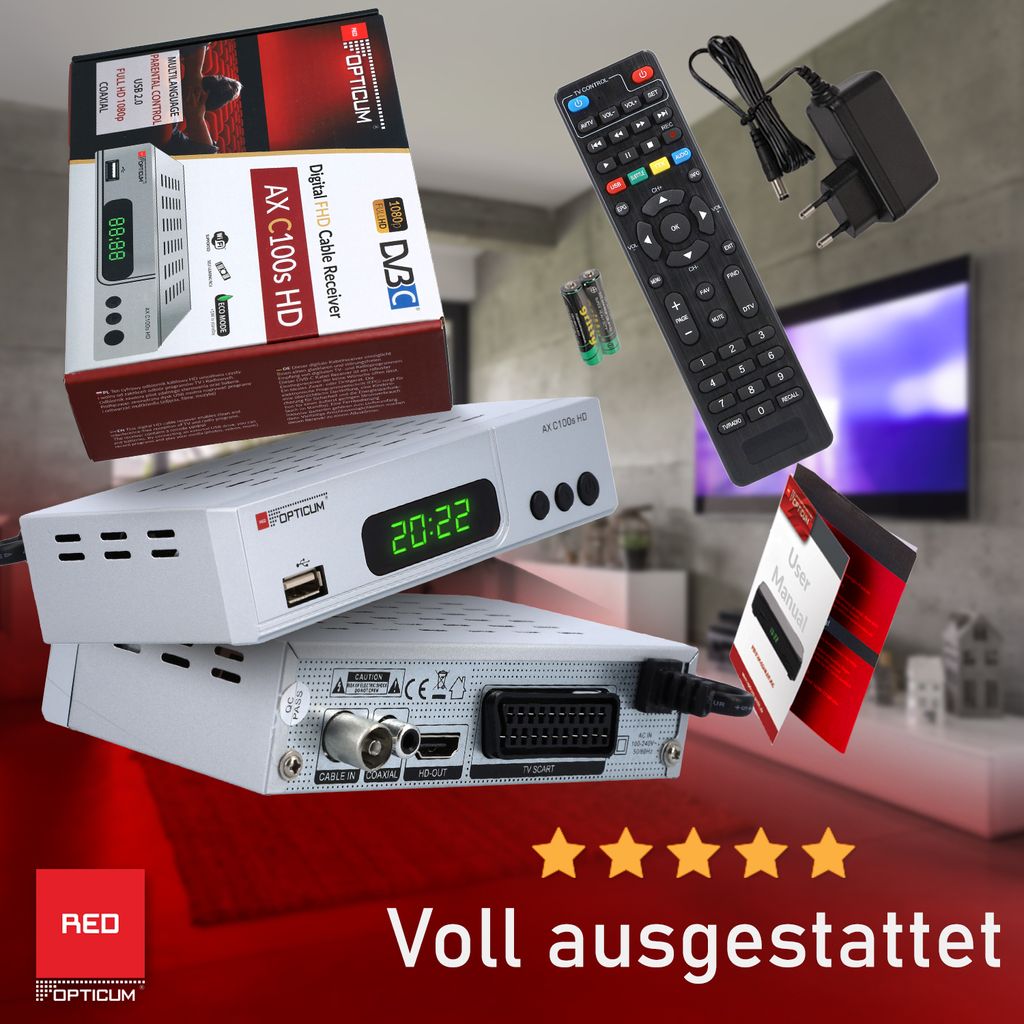 RED OPTICUM AX C100s Digitaler Kabel-Receiver HD - EPG - Produktbild 5