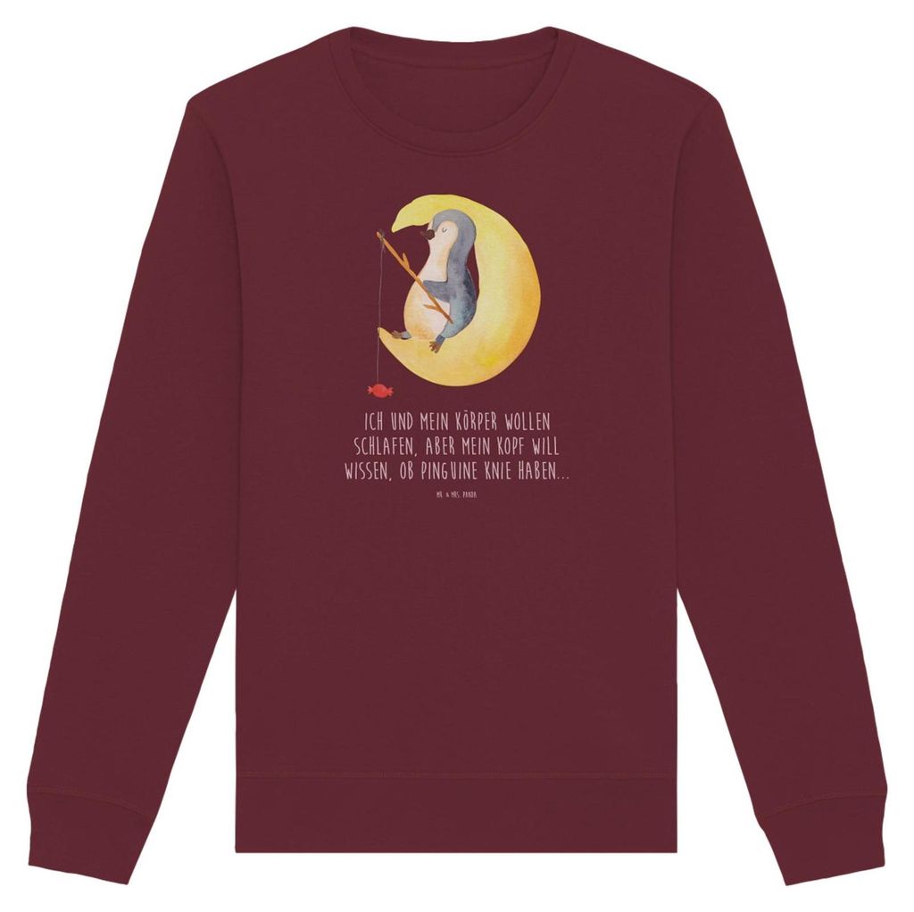 Mr. & Mrs. Panda Bio Pullover Pinguin Mond Größe XL - Burgundy - Geschenk, Rundhals, Pulli, Neugierig, Sweater, Baumwoll, Schlafzimmer, schlafen,...