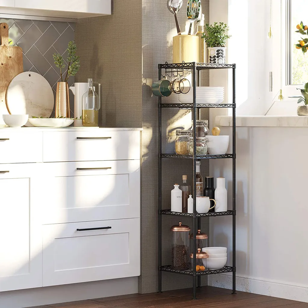 Étagère Métal Noir : Solution Rangement Vertical pour Désencombrer L30cm - 4