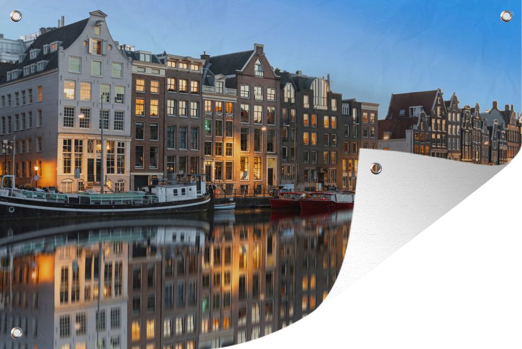MuchoWow 60x40 cm Outdoor-Poster Gartendeko Sichtschutz Garten Poster für den Garten Das stille Wasser der Amsterdamer Prinsengracht