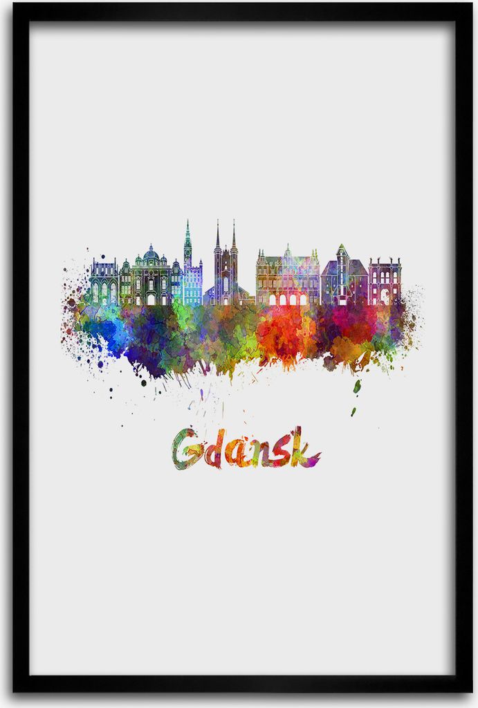 Bild - Bilderrahmen - 40 cm x 60 cm - MDF - Rahmen - Wandkunst - Buntes Gdansk