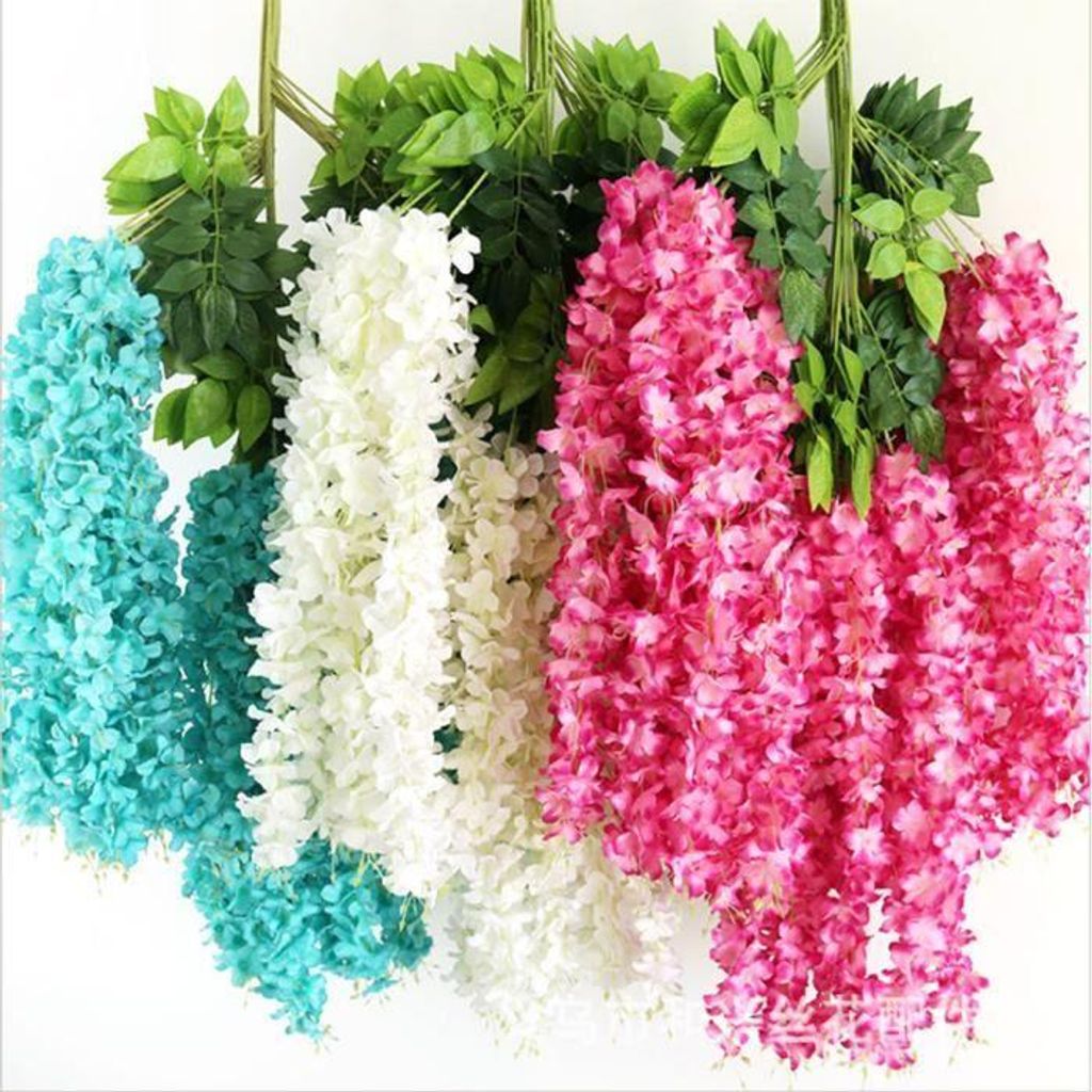 12 künstliche Glyzinienranken, 110 cm lange, hängende Kunstblumen für Heim-, Hochzeits- und Partydekoration