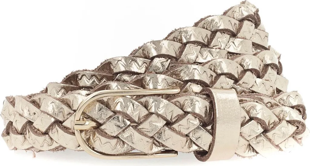 Vanzetti Pelle cintura Braided Women's Belt W80 Gold Metallic dorato
