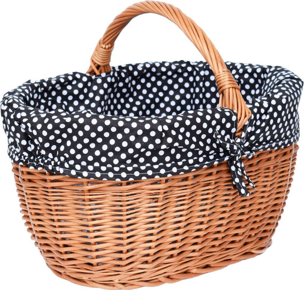 Einkaufskorb "BASIS" mit abnehmbaren schwarzen Stoff Weidenkorb Korb