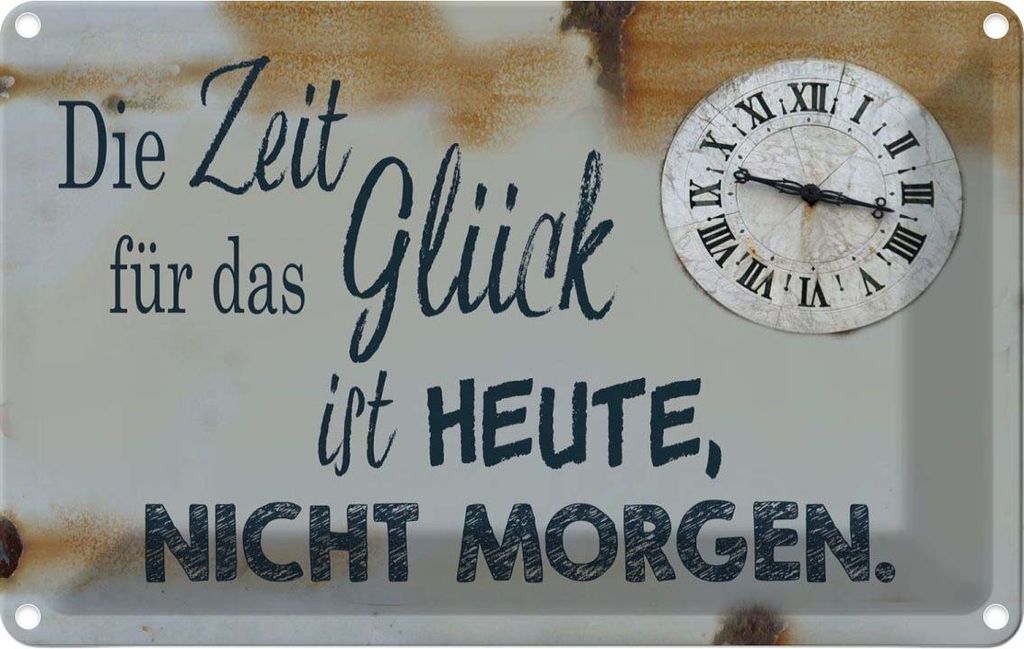 vianmo Blechschild 20x30 cm Zeit für das Glück heute nicht Dekoration Spruch Zitat