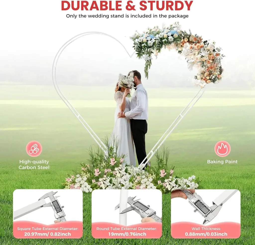 Arche de mariage en forme de cœur blanc 2,1m support ballon en acier - 5