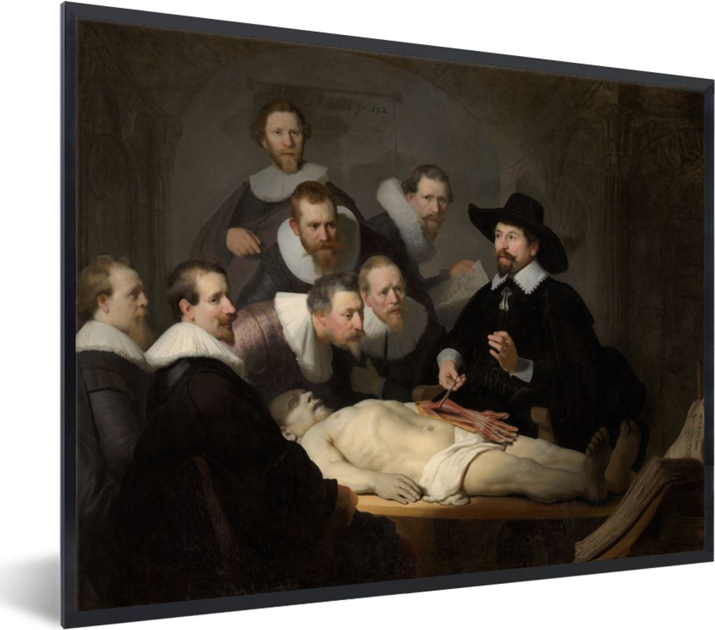 MuchoWow MuchoWow Gerahmtes Poster Die Anatomiestunde von Dr. Nicolaes Tulp - Gemälde von Rembrandt van Rijn 40x30 cm - Poster mit zchwarzem B...