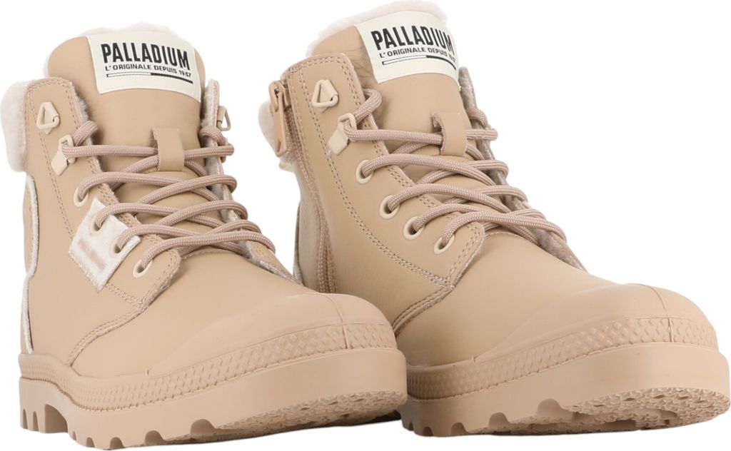 PALLADIUM Pampa Hi Snow Warm Damen Boots Stiefelette Leder 94380-235-M beige tan, Schuhgröße:38 EU