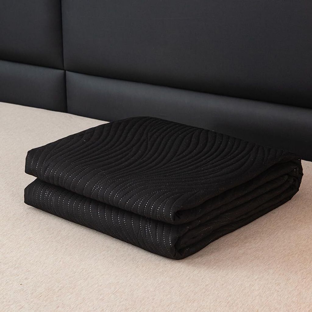 FEBE Tagesdecke Bettüberwurf 220x200 cm Schwarz Überwurfdecke Sofadecke Sofaüberwurf Flauschig Mikrofaser Zimmer Deko Throw Blanket