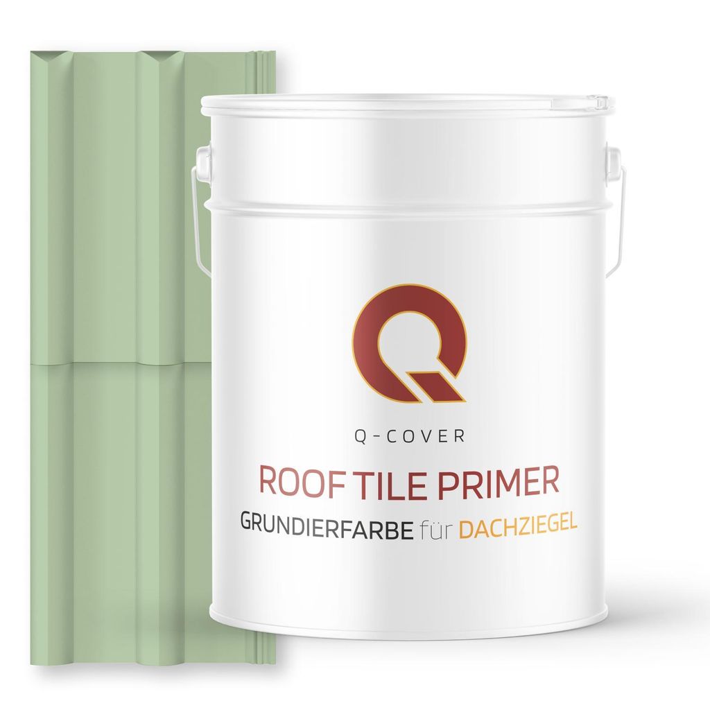 Grundierfarbe für Dachziegel Weißgrün RAL 6019 10 L | wetterfeste Dachbeschichtung | für Ziegel, Beton, Eternit | UV-beständig | Q-COVER