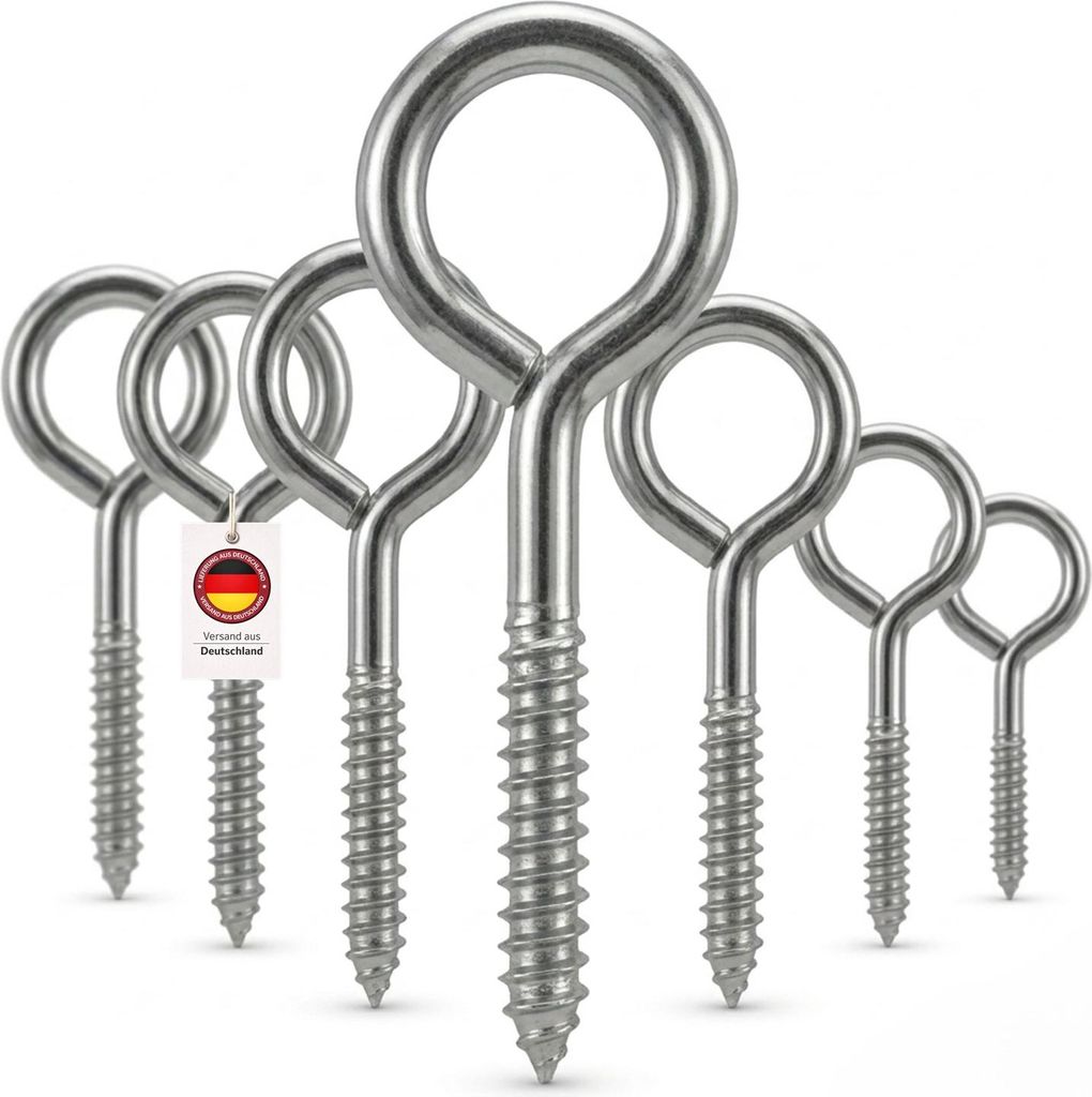 HOOZ Ringschrauben Set verzinkt für Holz – Ø5x40mm – Wand- & Deckenhaken mit Holzgewinde – Ösenschraube für Innen- & geschützten Außenb...