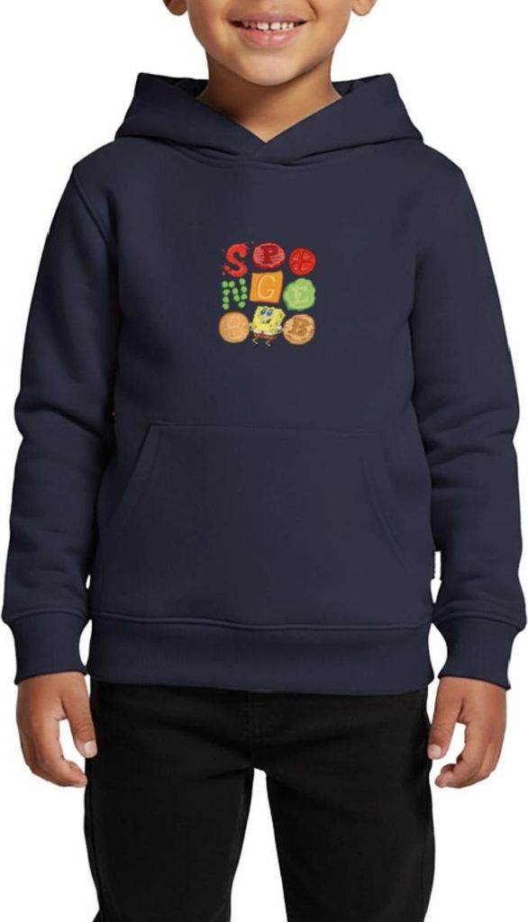 Spreadshirt Spongebob Schwammkopf Burger Zutaten Design Kinder Premium Hoodie, 110/116 (4 Jahre), Navy