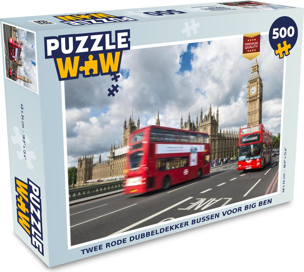 MuchoWow Puzzle 500 Teile Zwei rote Doppeldeckerbusse für Big Ben - 500 Teile - Kinder - Selberbauen - Puzzlespiele