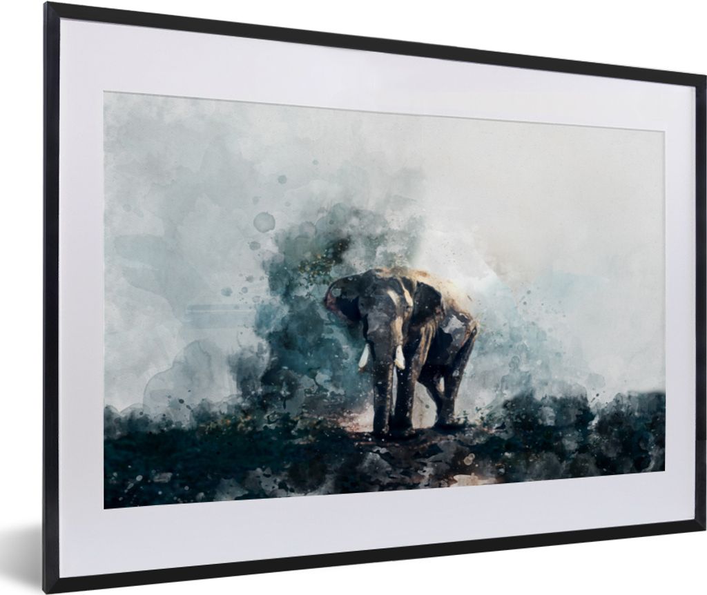 MuchoWow® MuchoWow® Gerahmtes Poster Elefant - Aquarell - Produktbild 