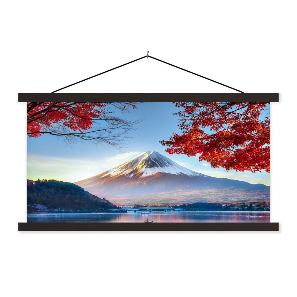 MuchoWow Textilposter Der japanische Berg Fuji in Asien im Herbst 120x60 cm mit schwarzem Rahmen - Dekoration Schlafzimmer