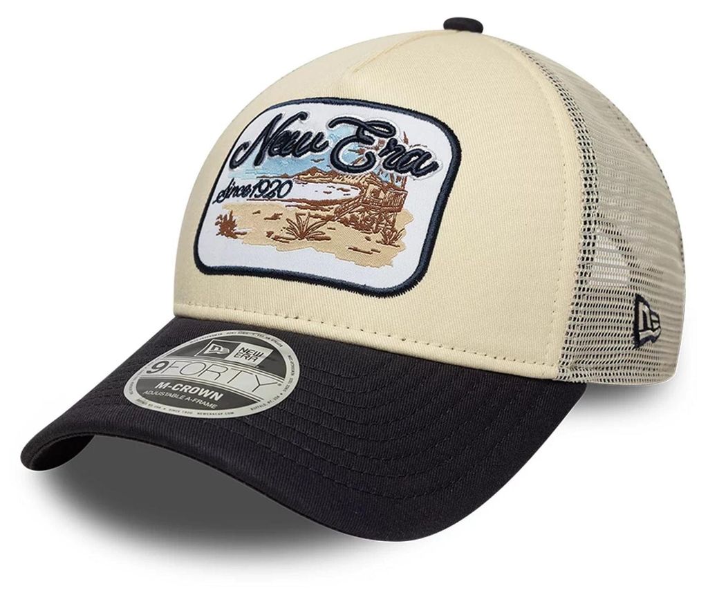 New Era M-Crown A-Frame Trucker Cap Since 1920 Patch beige