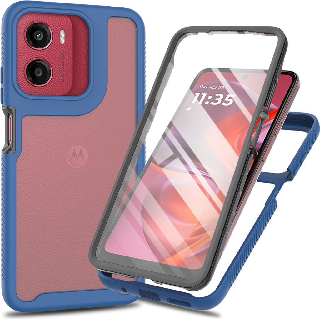 Hülle für Motorola Moto G05 / G15 / G25 / E15, Bumper mit Eingebautem Displayschutz Komplettschutz Schutzhülle Navy blau