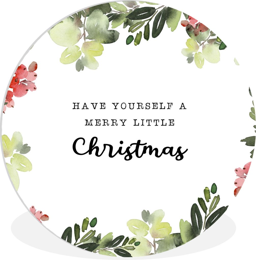 MuchoWow Rundes Wandbild - Runde Bilder Weihnachten - Zitat - Aquarell Ø 90 cm Kreis Wanddekoration Kunststoff - Wandkreis - Wandschmuck - Wand-...