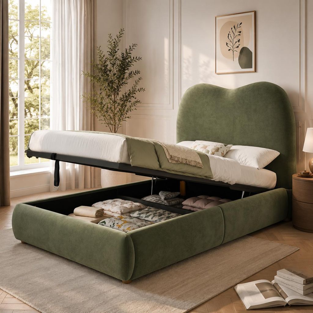 Flieks hydraulisch verstelbaar bed met stoffen bekleding, Productafbeelding 