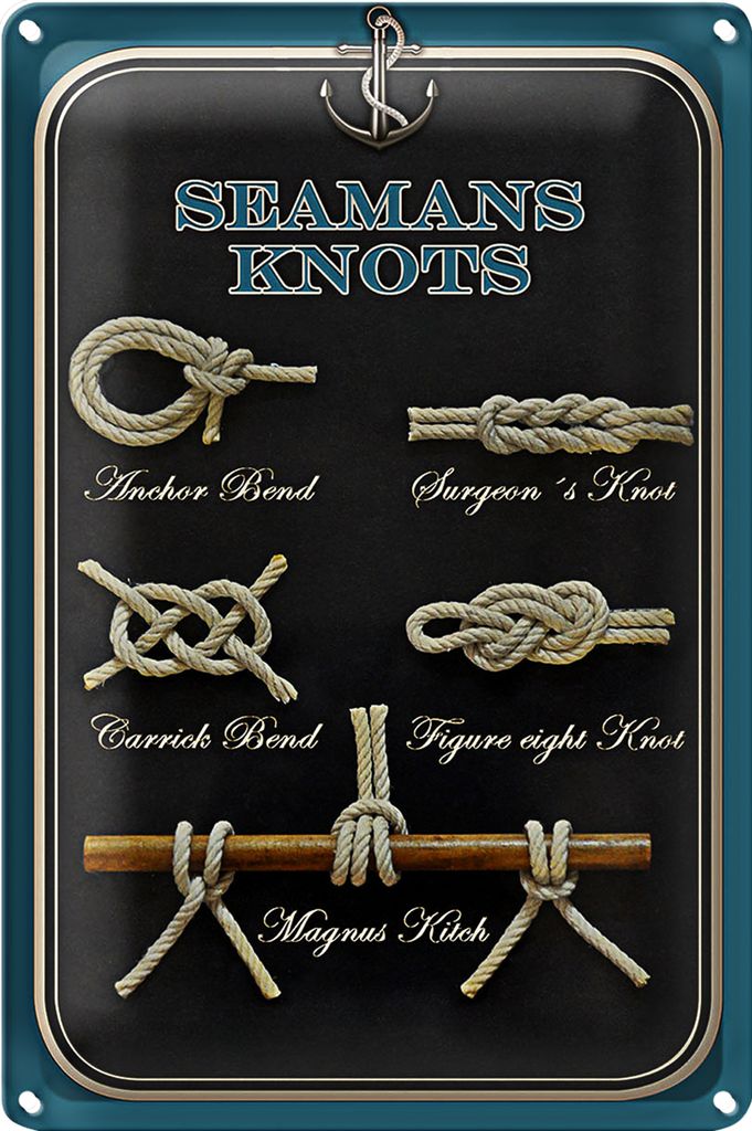 Blechschild Spruch 40x30cm Seamans Knots Seemansknoten