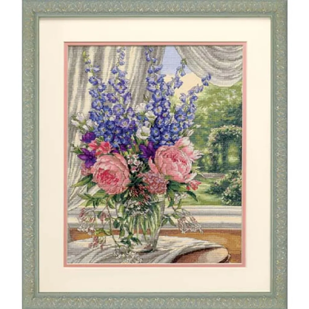 Ricamo Peonie e Larkspur Dimensions Gold Collection 30x38cm 35257