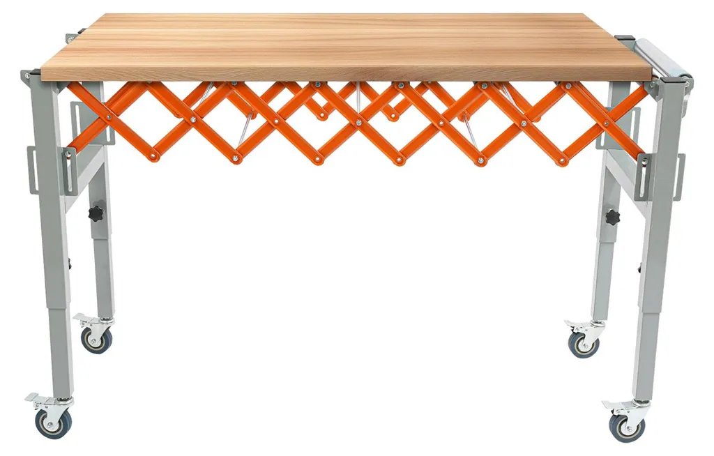 Table de transport pour atelier et chantier avec plateau réglable gris