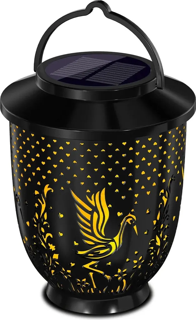 Lanterne Solaire Extérieure Motif Grue - Lampe LED Décorative pour Allée