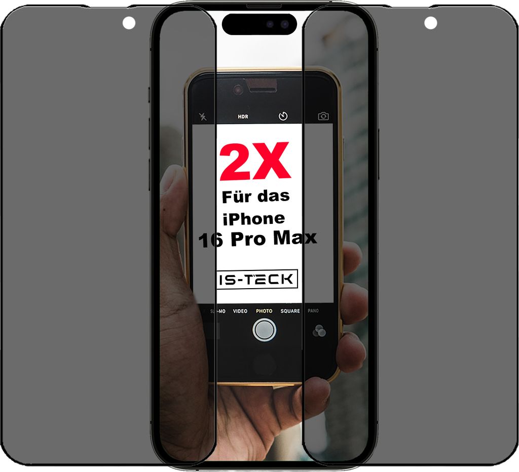 2x Für iPhone 16 Pro Max Anti Spy Privacy Blickschutz Full Cover Panzer Schutz Glas Displayschutz Glas 9H Mit Schwarzem Rand