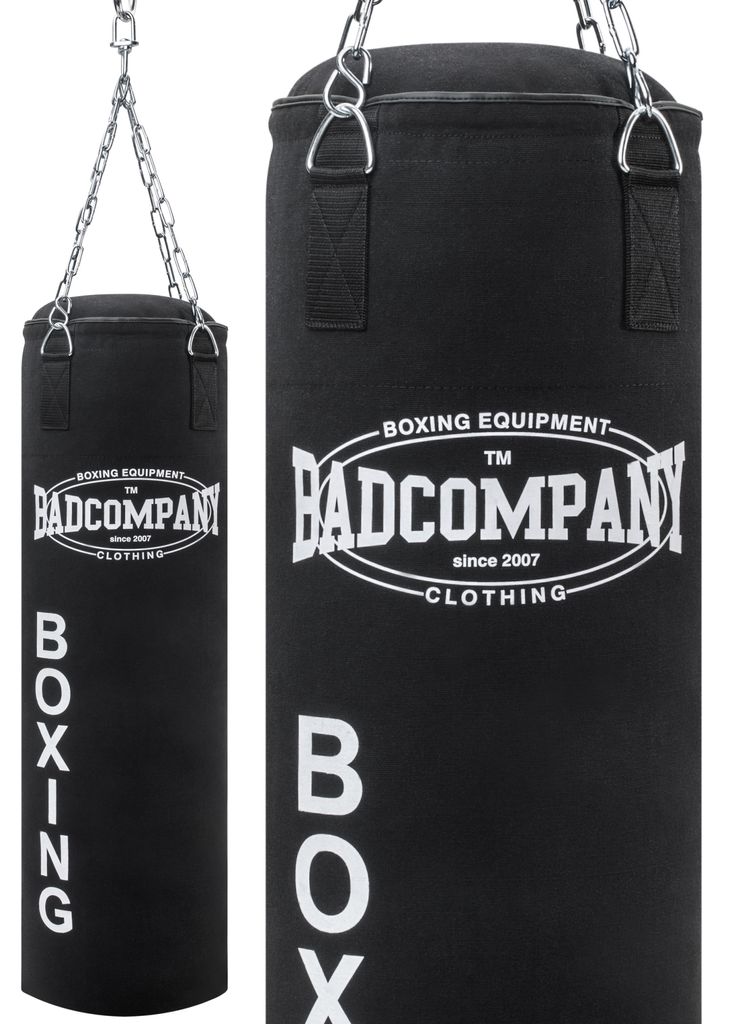 Profi Box-Set Boxsack Sandsack Boxhandschuhe Punching Bag 100x30cm gefüllt black 