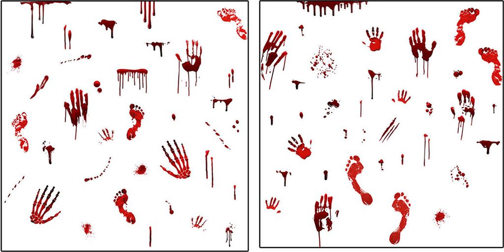 4/8 Blätter roter Handabdruck-Fußabdruck-Wandaufkleber Halloween Spooky wasserdichtes PVC selbstklebend Wohnzimmer Schlafzimmer Wandkunst Dekorat...