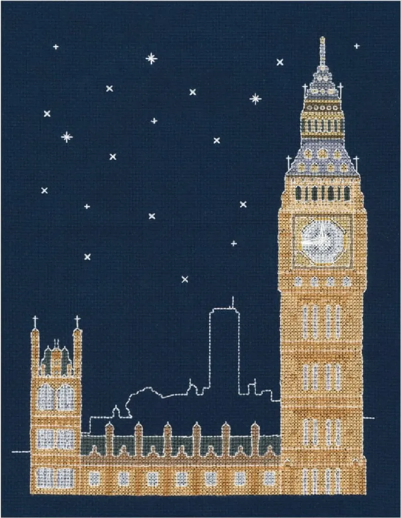 Kit DMC London by Night brille dans le noir broderie comptée 20x25cm