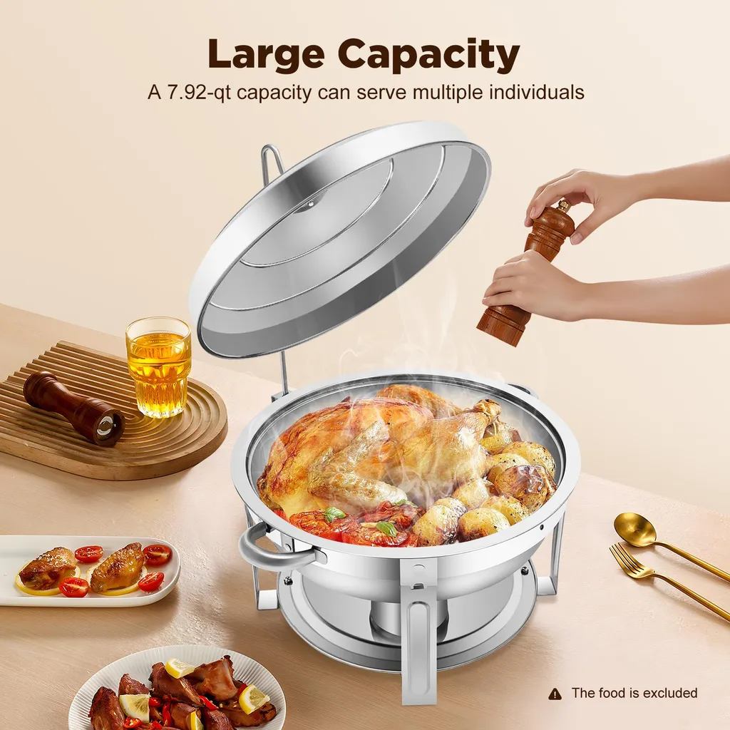 Chafing Dish pour Réception et Mariage - Inox 7,5L Format Table Pratique