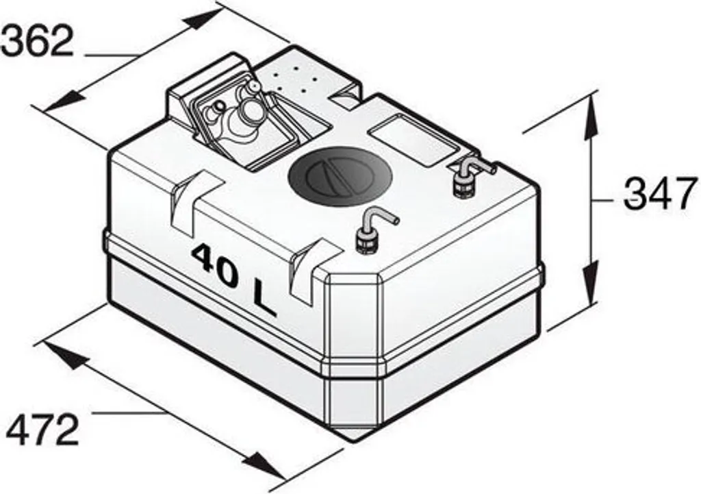 VETUS Réservoir Diesel 40L pour Tuyau Ø 8mm - Réservoir Carburant Bateau