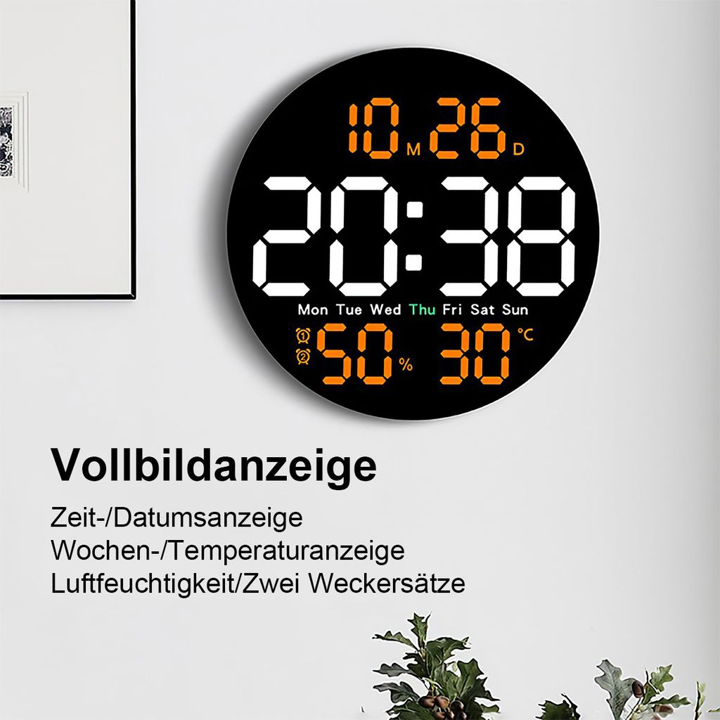 Digitale Wanduhr mit Fernbedienung, LED-Uhr mit 10-stufiger Produktbild 3