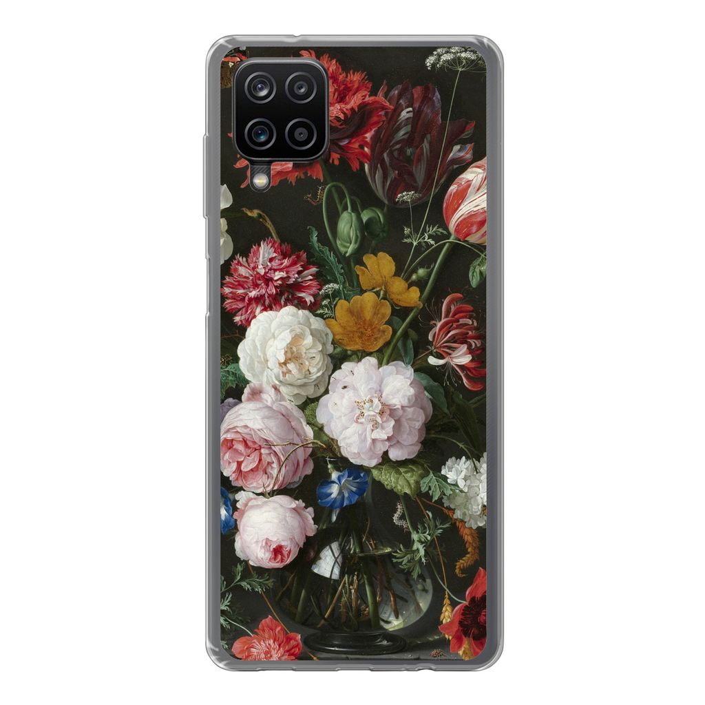 MuchoWow Handyhülle Schutzhülle Hülle für Samsung Galaxy A12 Stilleben mit Blumen in einer Glasvase - Gemälde von Jan Davidsz. de Heem Silik...