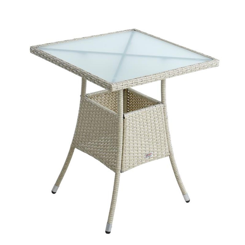 Polyrattan Balkontisch Rattan Tisch Beistelltisch Gartentisch 60 cm Beige-Braun 